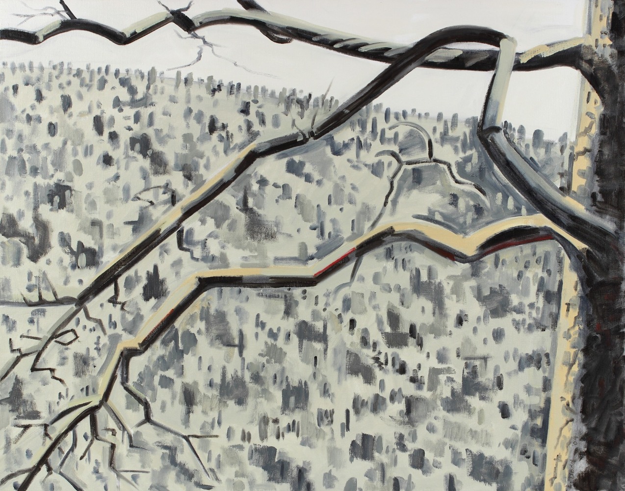 Tree with Hill, 2004, oil on linen, 30 x 38 inches