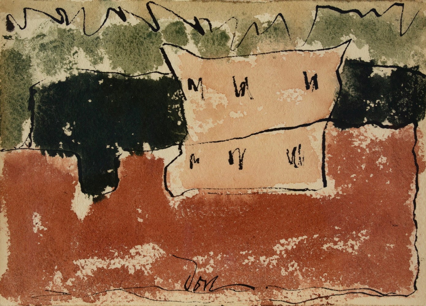 Untitled #11, c. 1941, watercolor and ink on paper, 5 x 7 inches. Private Collection.