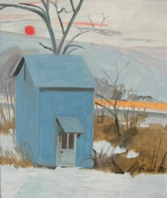 Little Blue House, Dec-Jan, 1975-76, oil on Masonite, 14 x 12 inches