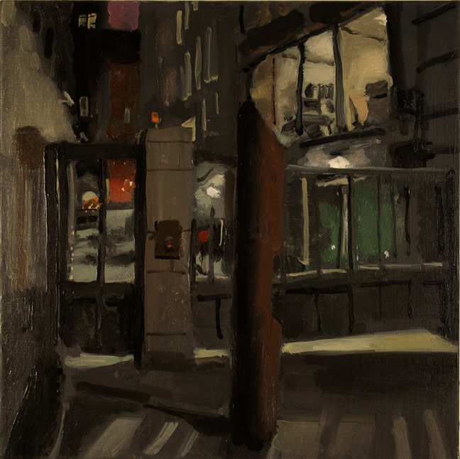 Julian Kreimer,&amp;nbsp;Entry, 2009, oil on linen, 17 7/8 x 18 inches