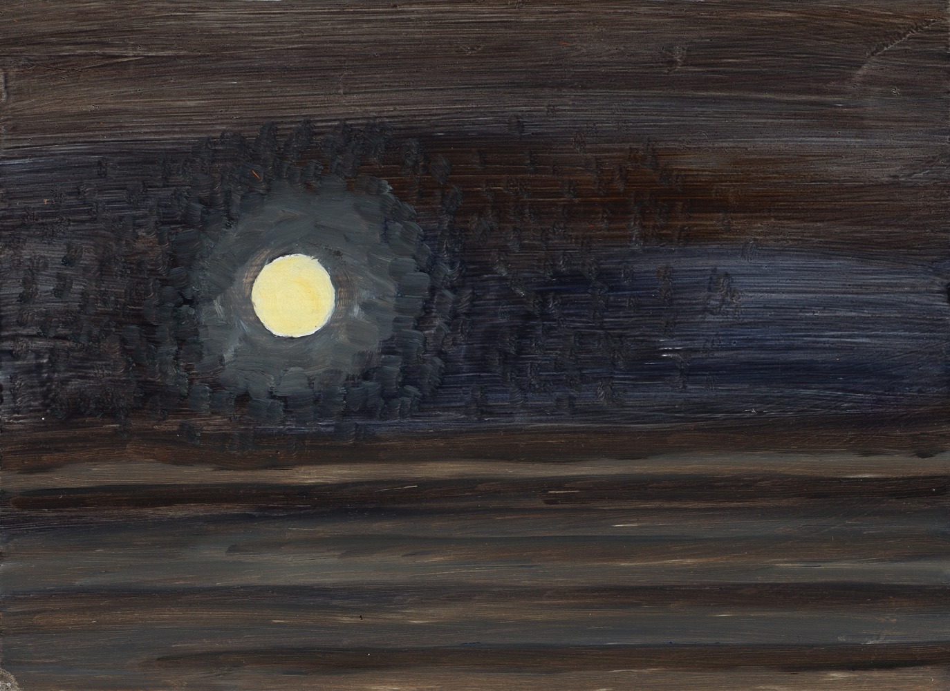 Painting of a full moon in a dark sky