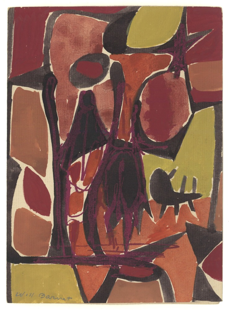 Untitled, c. 1954-1959, mixed media on paper, 6 3/8 x 4 9/16 inches