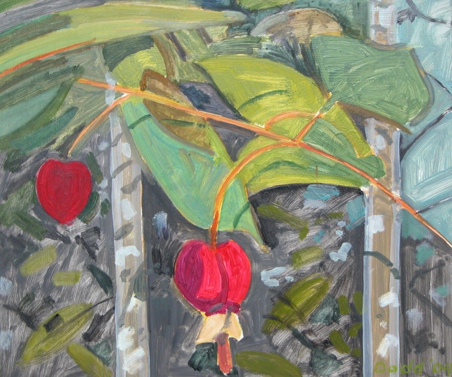 Abutilon, 2004, oil on Masonite, 10 x 11 3/4 inches