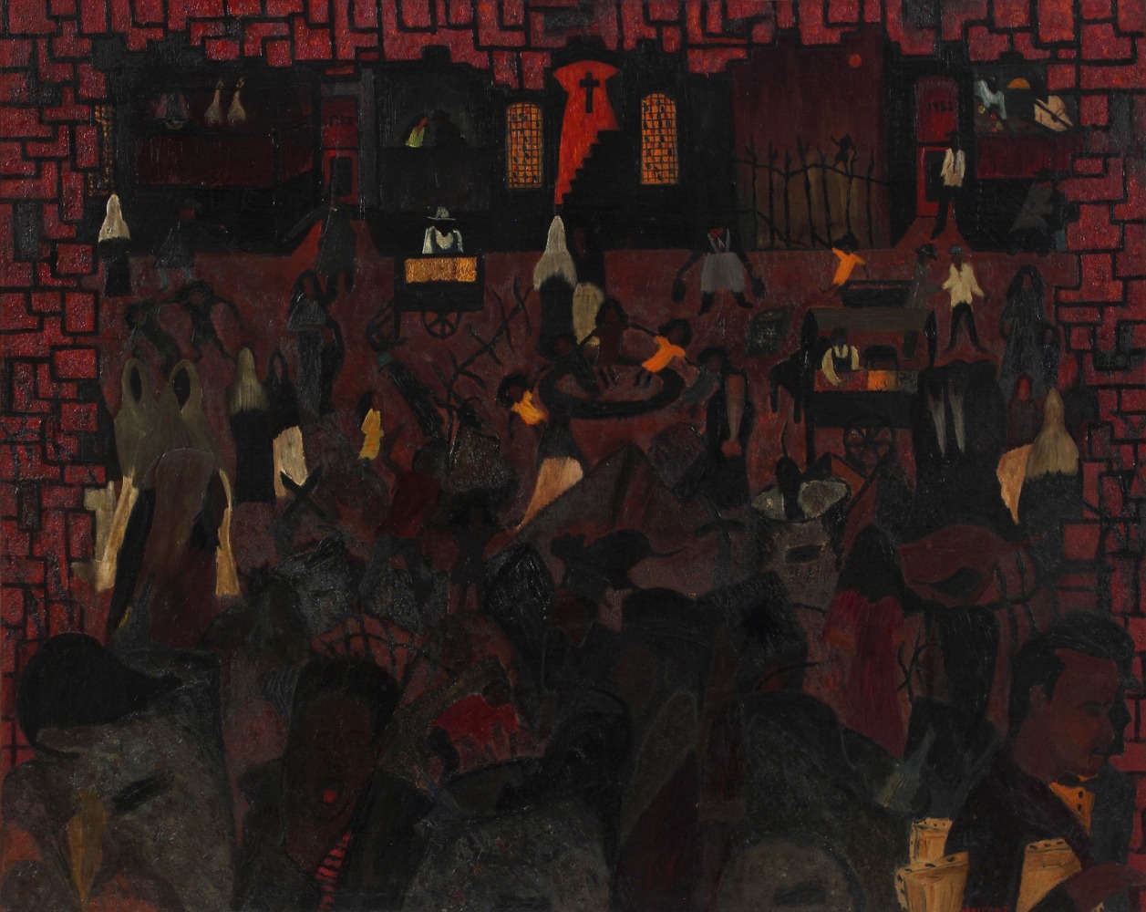 Vincent Smith,&amp;nbsp;Saturday Night in Harlem, 1955, oil on canvas, 36 x 45 inches
