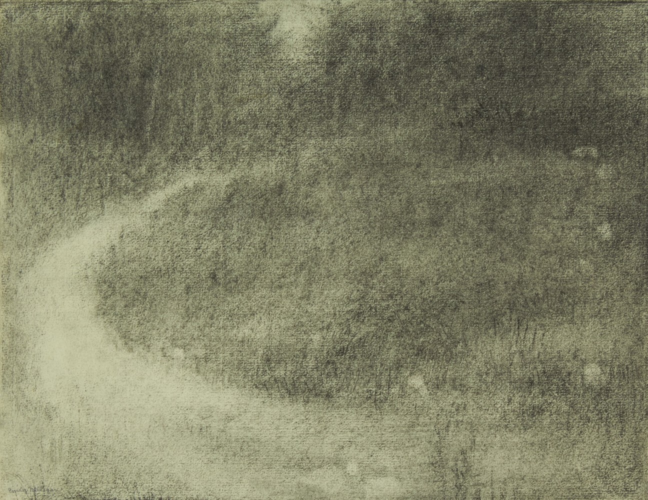 Bend in the Path, 1965, charcoal on paper, 10 x 13 inches