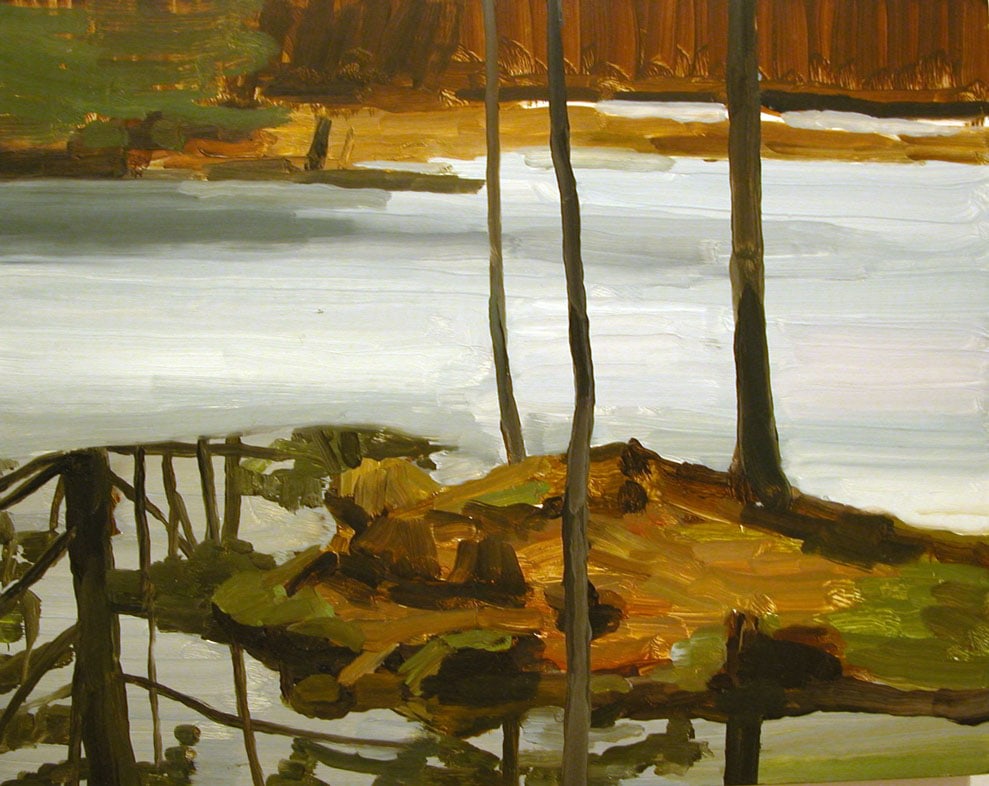 Ice on Pond, 2005, oil on Masonite, 12 1/2 x 16 inches