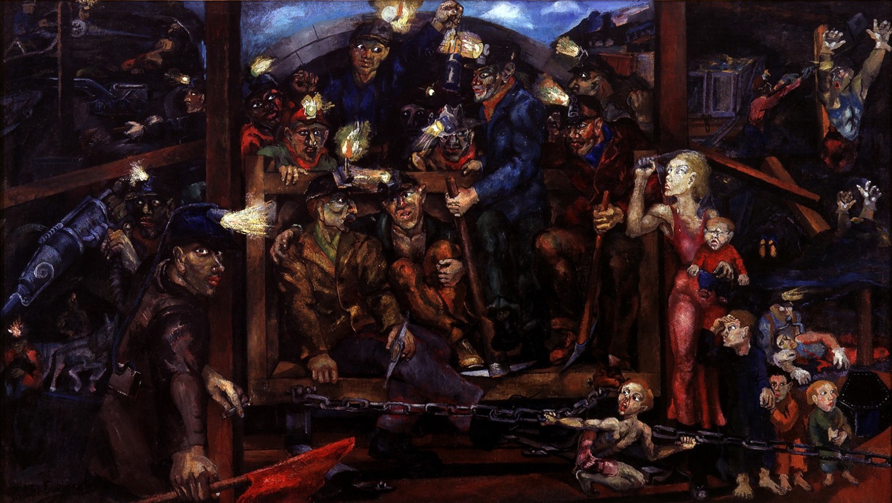 Philip Evergood,&amp;nbsp;Mine Disaster, 1933-1937, oil on canvas, 40 x 70 inches