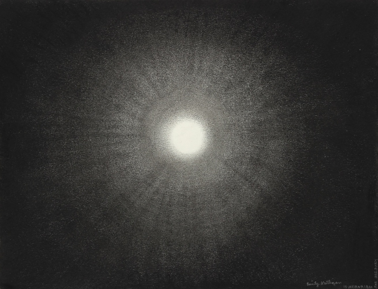Charcoal drawing of a full moon in a dark sky