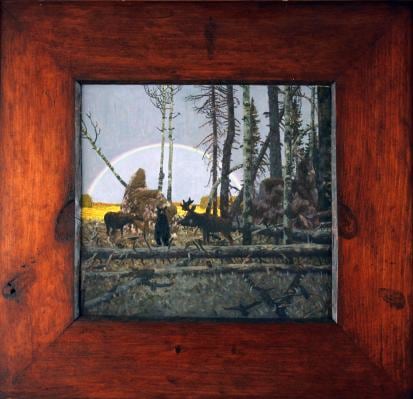 Tom Uttech,&amp;nbsp;Nin Bekadowe, 2001, oil on board, 17 x 17 inches