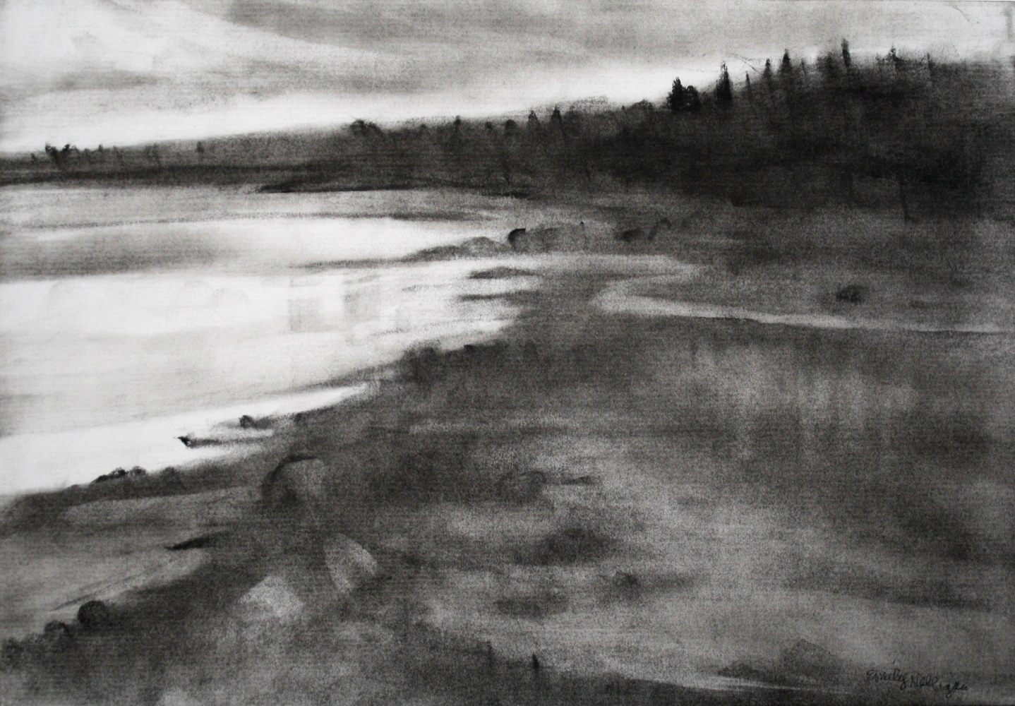 Emily Nelligan,&amp;nbsp;12 Oct 08 (1),&amp;nbsp;2008, charcoal on paper, 7 1/4 x 10 1/2 inches