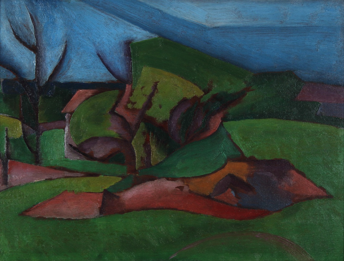 Landscape, c. 1914, oil on board, 10 1/4 x 13 3/4 inches