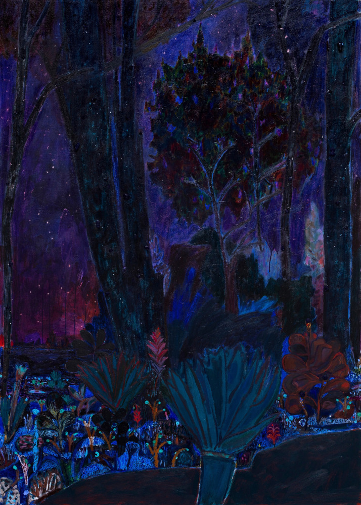 Hyperaccumulators, 2023, acrylic, flashe and oil on canvas, 70 x 50 inches