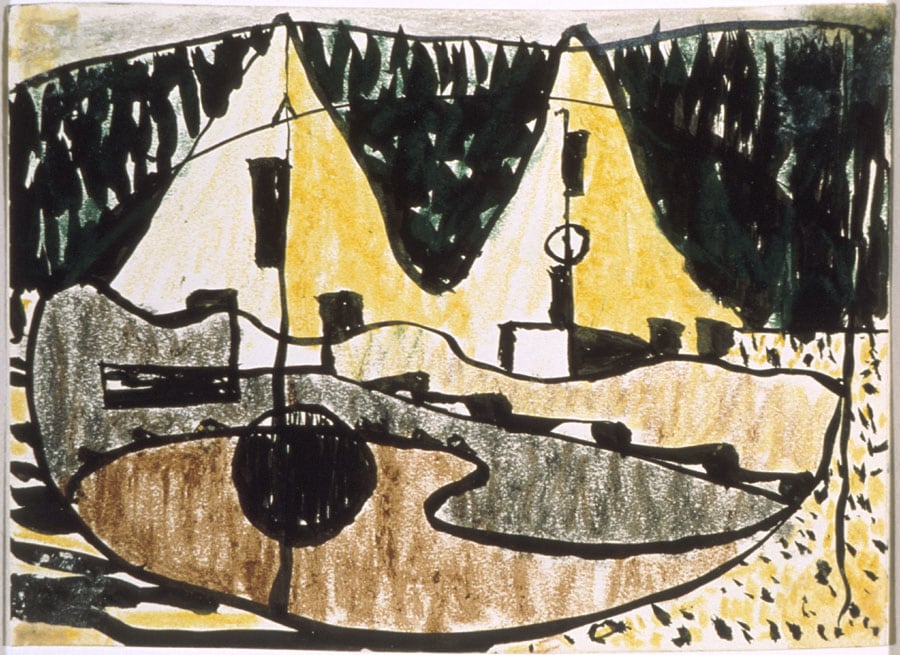 Study for the Brothers, 1942, watercolor and ink on paper, 3 15/16 x 5 1/2 inches