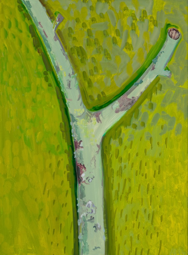 Slingshot Branch, 2022, oil on panel, 20 1/4 x 14 7/8 inches