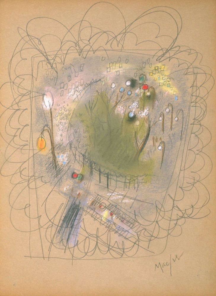 Loren MacIver, Town Flowers,&amp;nbsp;1935, pastel and graphite on paper, 9 x 11 3/4 inches