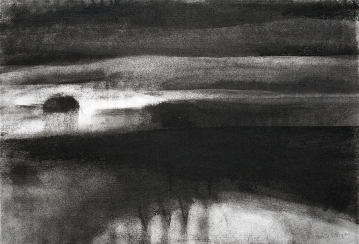 Emily Nelligan,&amp;nbsp;17 Oct 08 (2),&amp;nbsp;2008, charcoal on paper, 7 1/4 x 10 1/2 inches