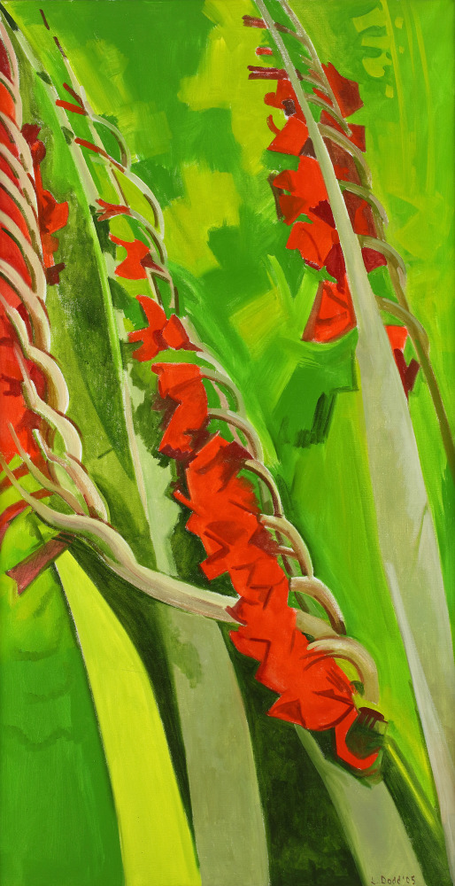 Red Gladioli, 2005, oil on linen, 50 x 26 inches