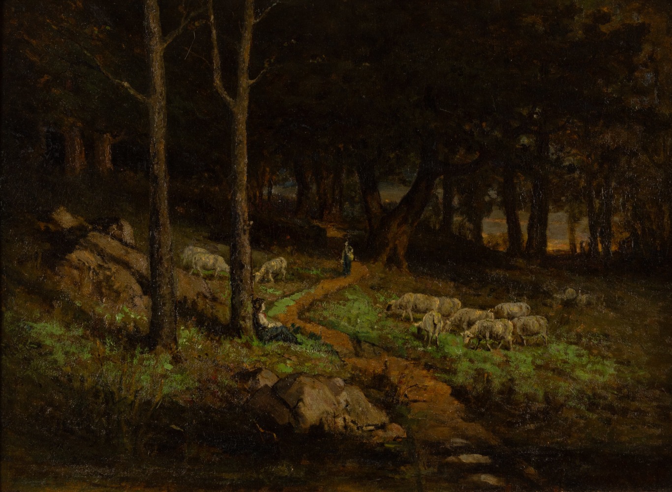 Edward Mitchell Bannister, Sheep Grazing, 1881, oil on canvas, 22 x 30 inches