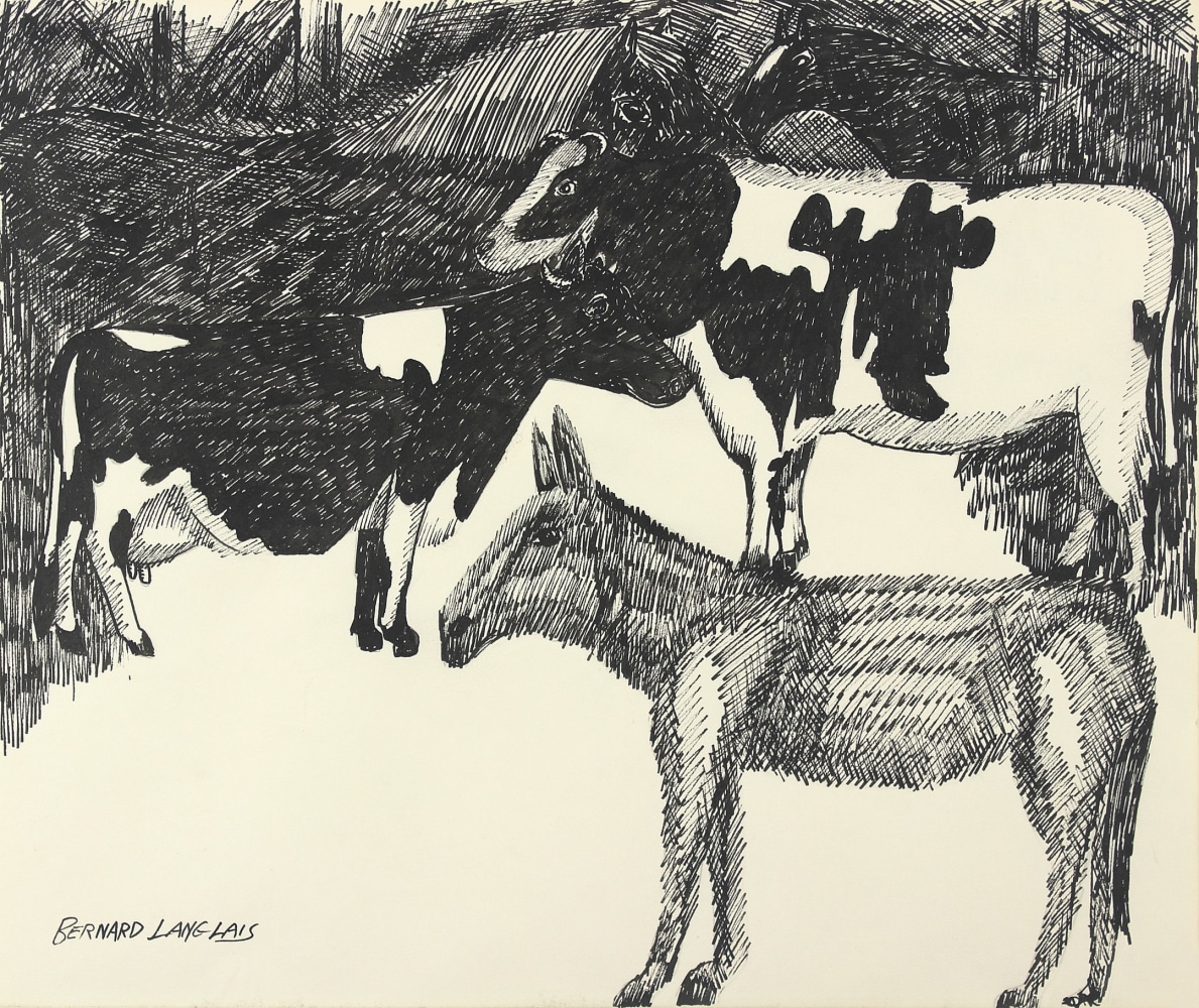 In the Barn,&amp;nbsp;ca. 1970s, pen and ink on paper, 14 x 16 3/4 inches&amp;nbsp;