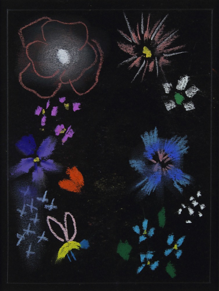 Loren MacIver,&amp;nbsp;Untitled, c. 1940, pastel on black paper, 8 x 6 inches