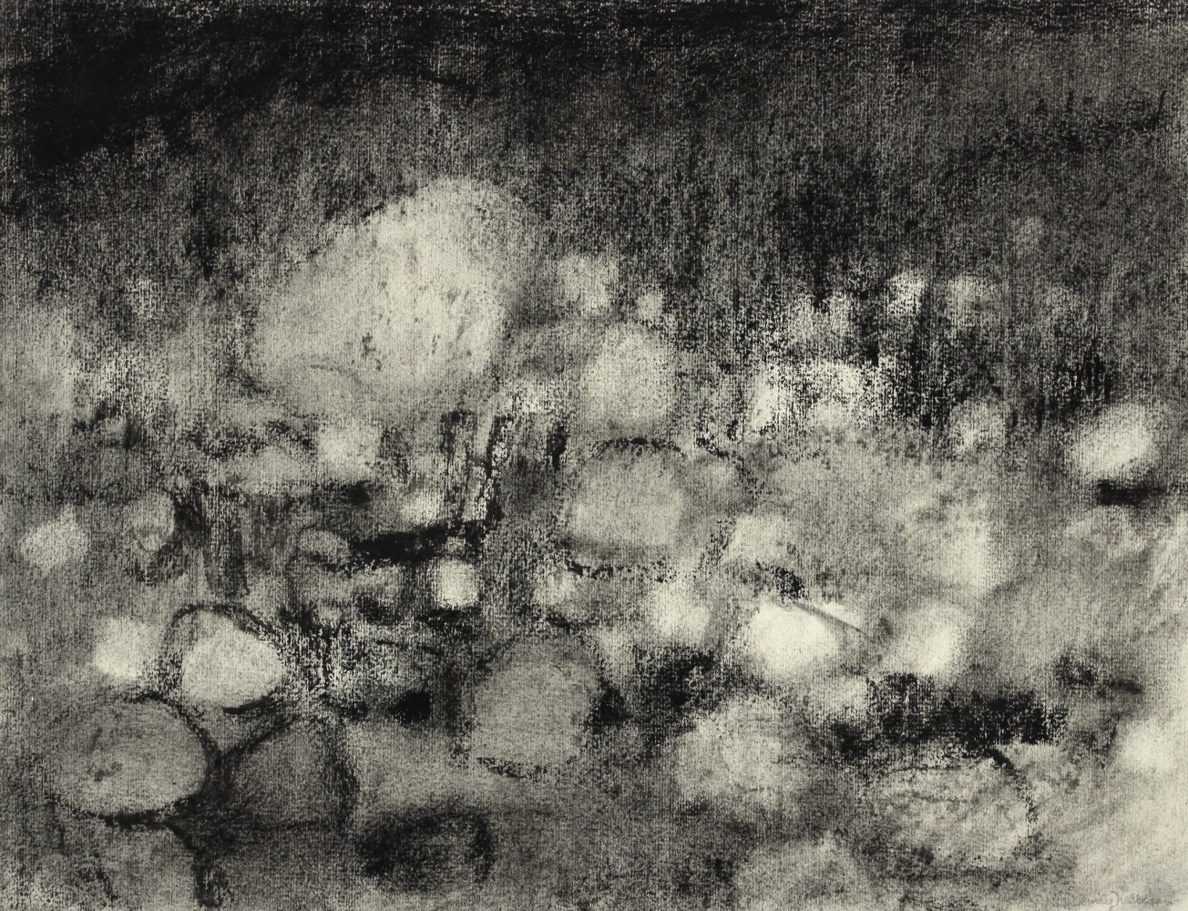 Atmospheric charcoal landscape drawing