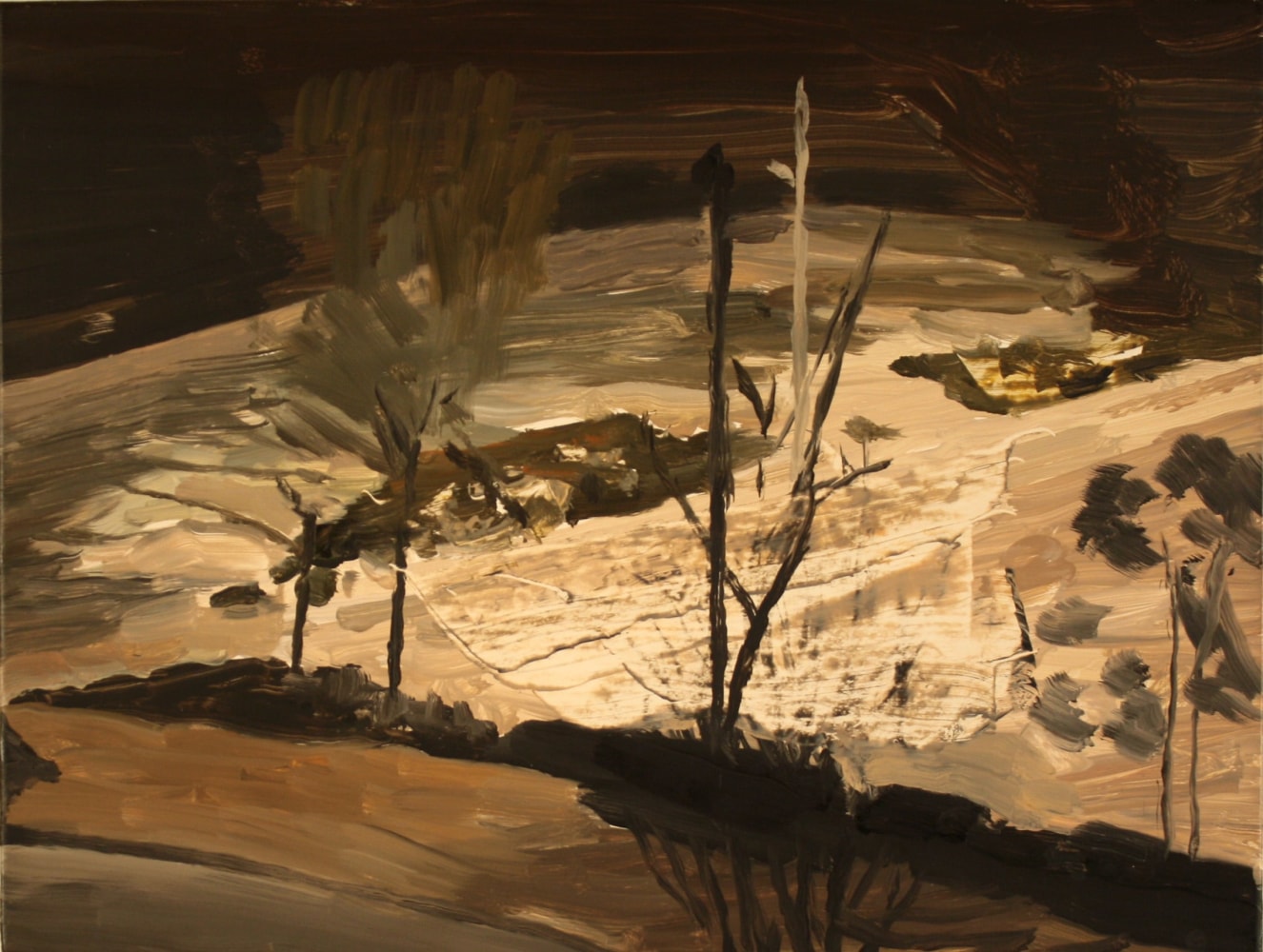 Richard Walker,&amp;nbsp;Lights and Snow, 2004, oil on panel, 11 x 14 1/2 inches