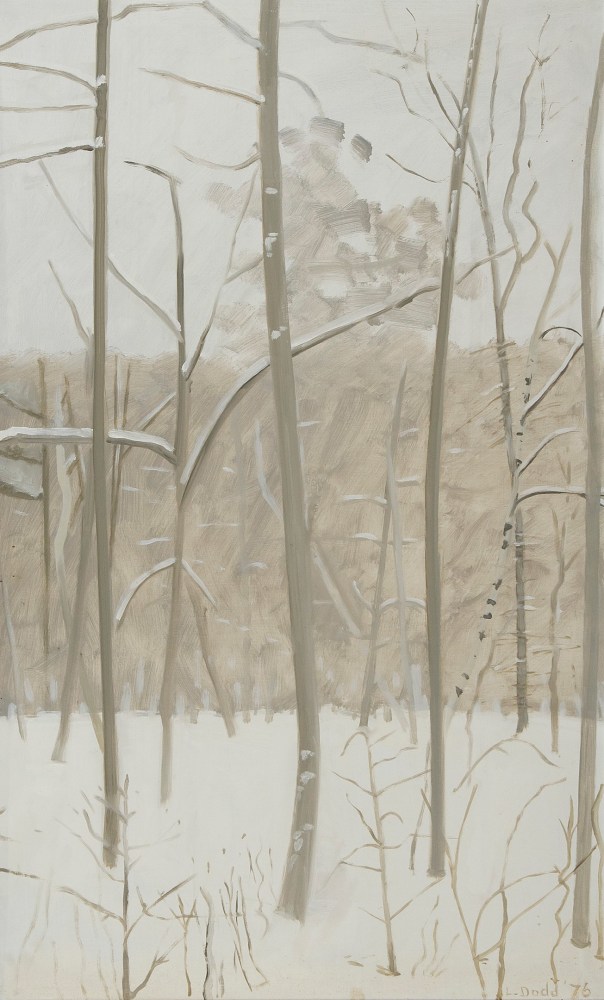Painting of a forest landscape covered in snow
