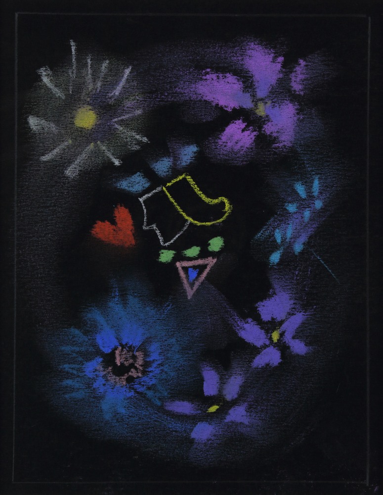Loren MacIver, Untitled, c. 1940, pastel on black paper, 8 x 6 inches