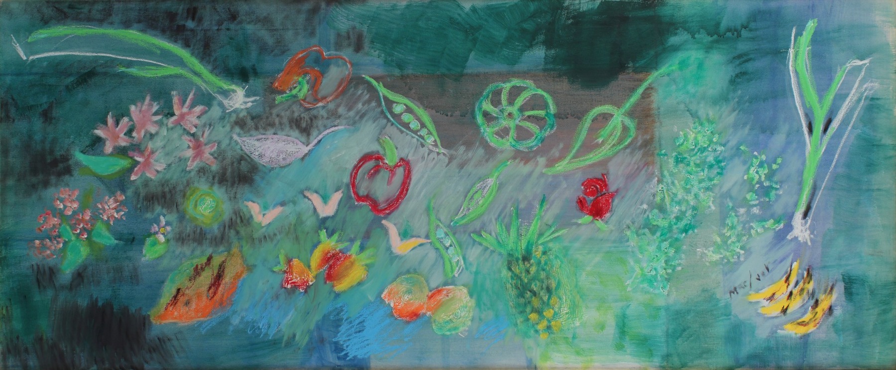 Garden, 1987, oil on canvas, 26 x 62 inches