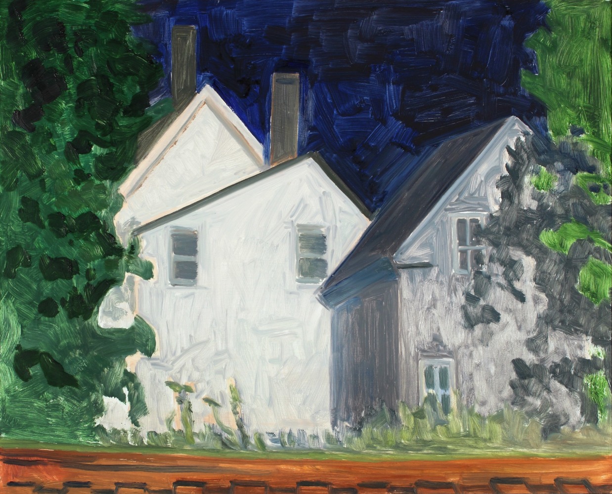 House by the Railroad Track, 2006, oil on Masonite, 12 7/8 x 16 inches