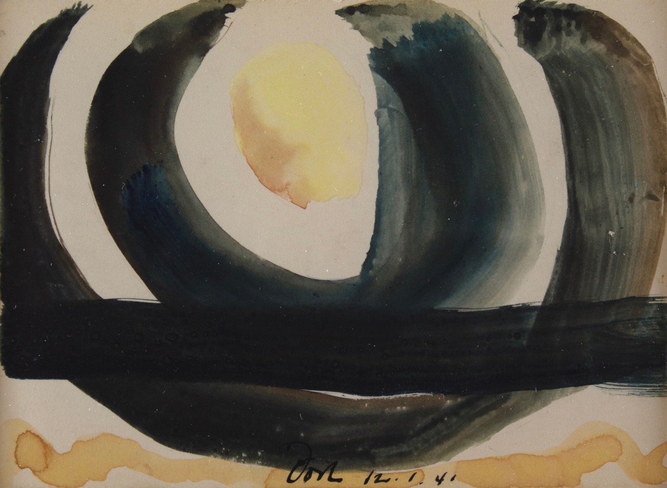 Sunrise III (Set of Three), c. 1941, graphite, ink and watercolor on paper, 4 x 5 1/2 inches.&amp;nbsp;Private Collection.