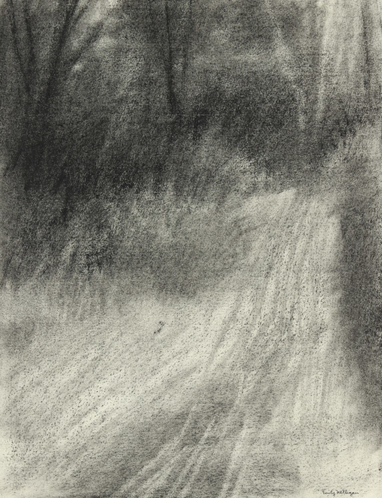 New Hampshire Landscape, charcoal on paper, 13 1/8 x 10 inches