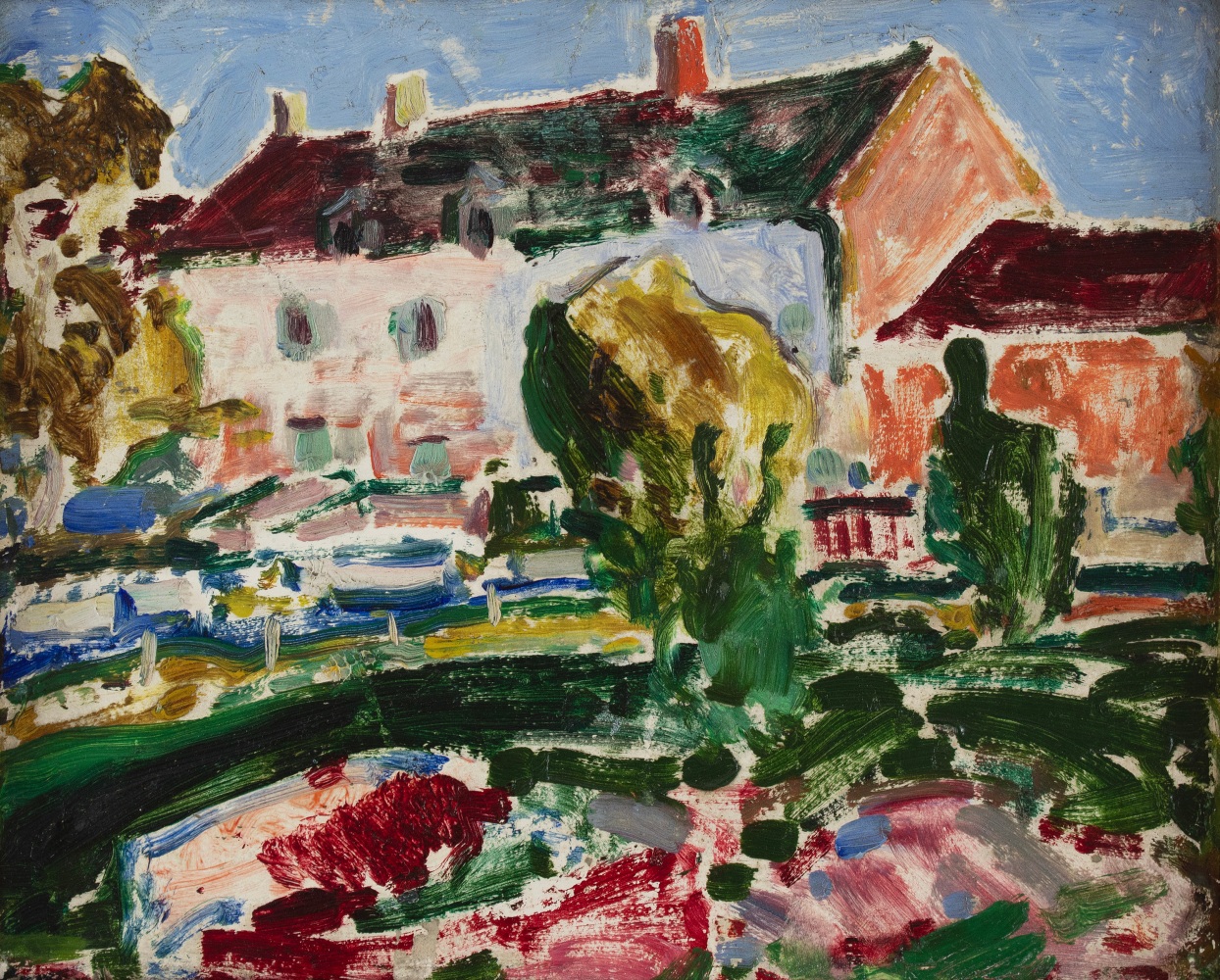 Paysage avec maison, c. 1910, oil on board, 8 1/2 x 10 5/8 inches