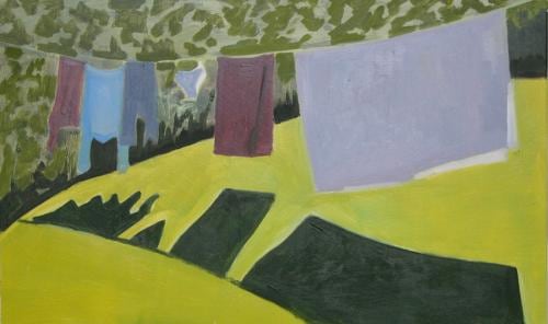 Clothesline, 2004, oil on Masonite, 12 x 20 inches