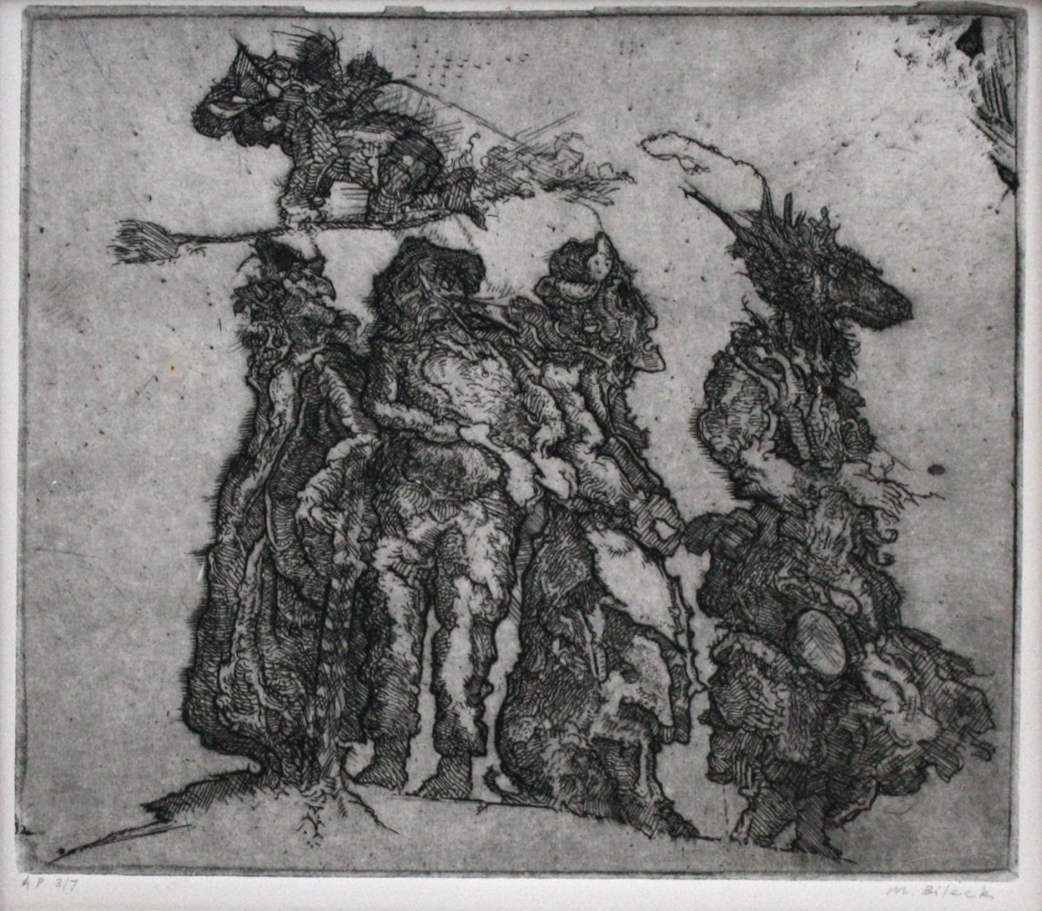 Marvin Bileck,&amp;nbsp;All the King&amp;#39;s Men, n.d., etching and engraving, 6 3/4 x 7 3/4 inches