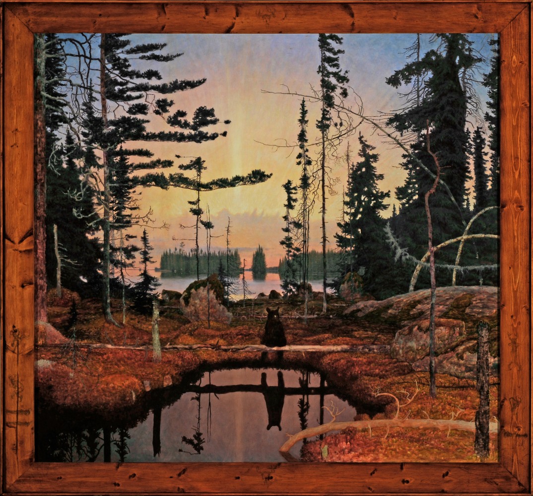 Gete Makwa, 2009, oil on linen, 56 7/8 x 61 inches,&amp;nbsp;including artist&amp;#39;s hand painted frame