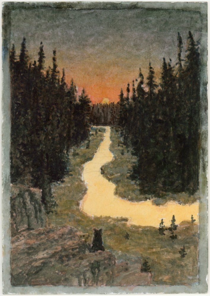 Gichi-Ziibi, 2025, watercolor on paper, 7 1/2 x 5 1/2 inches