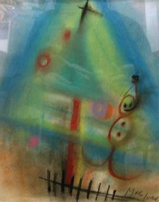 Christmas Colors with Star, c. 1934, pastel on paper, 12 x 9 7/8 inches