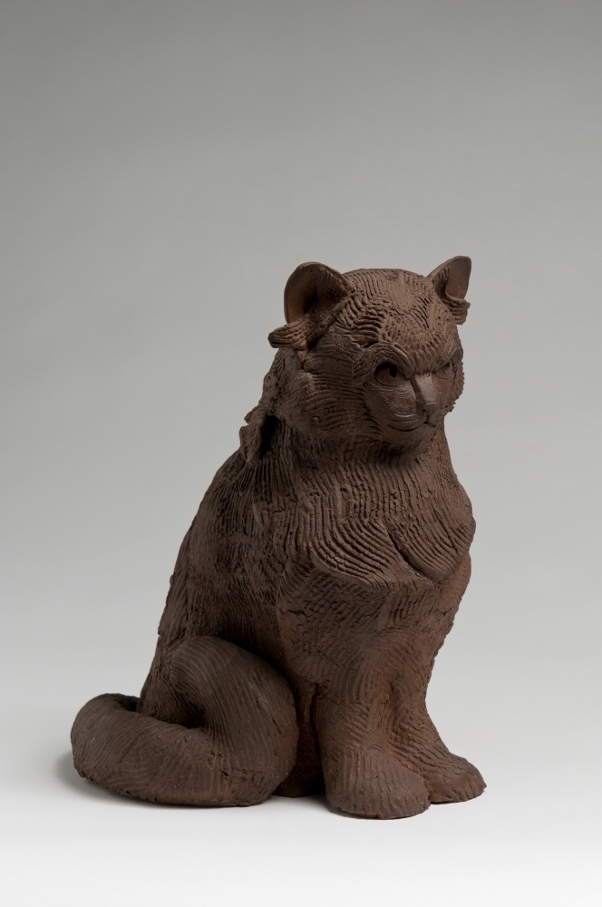 Sculpture of a cat, seated