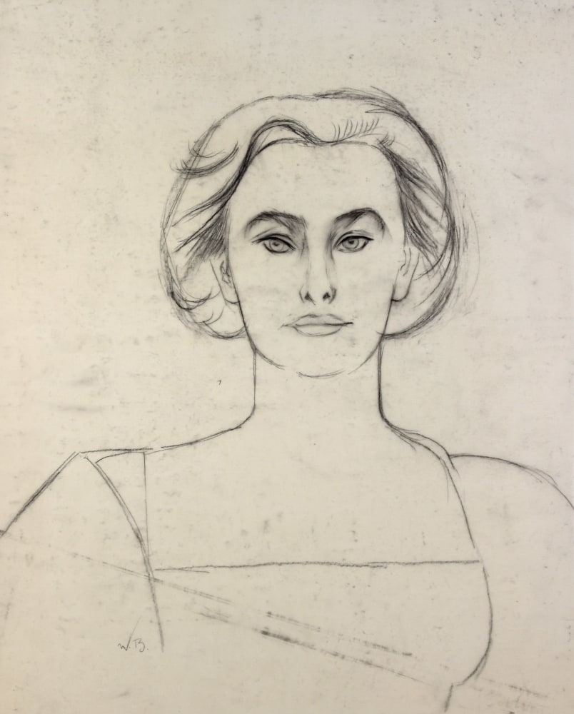 Graphite portrait drawing of a woman