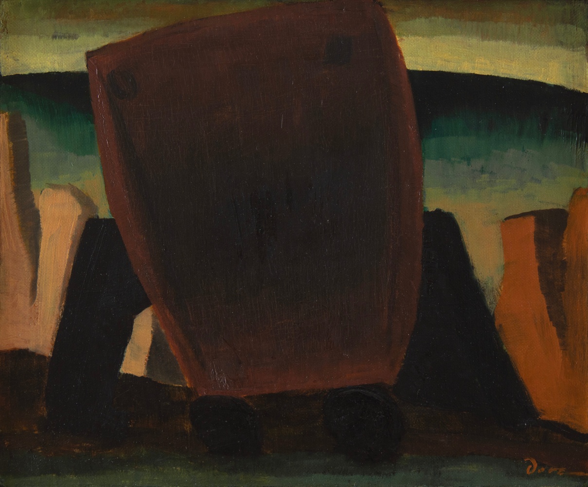 Coal Carrier II, 1930, oil on canvas, 10 x 20 inches. Private Collection.