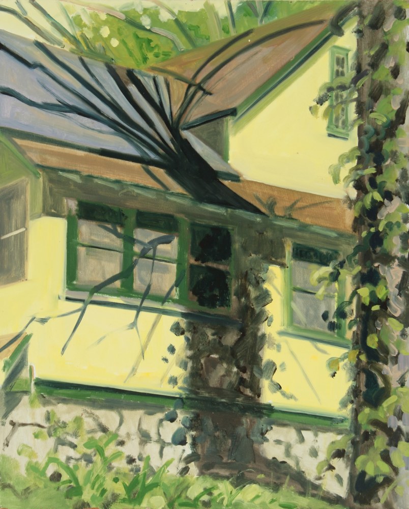 Yellow House with Tree Shadow, 1989, oil on Masonite, 16 x 13 inches