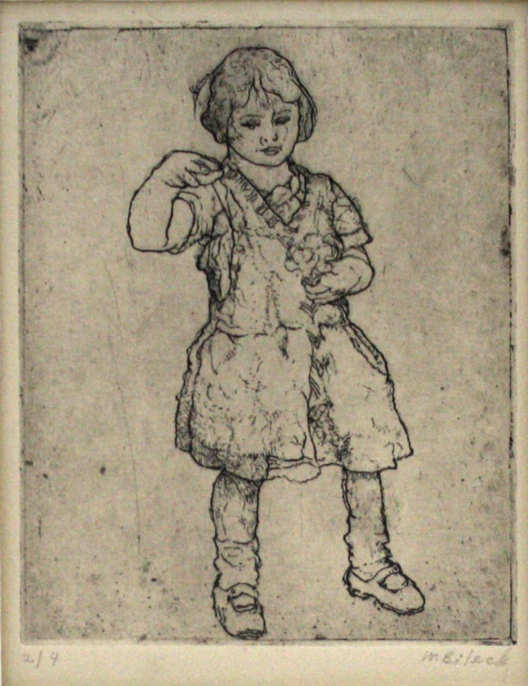 Marvin Bileck,&amp;nbsp;Blind Girl,&amp;nbsp;etching and engraving, 5 x 3 7/8 inches