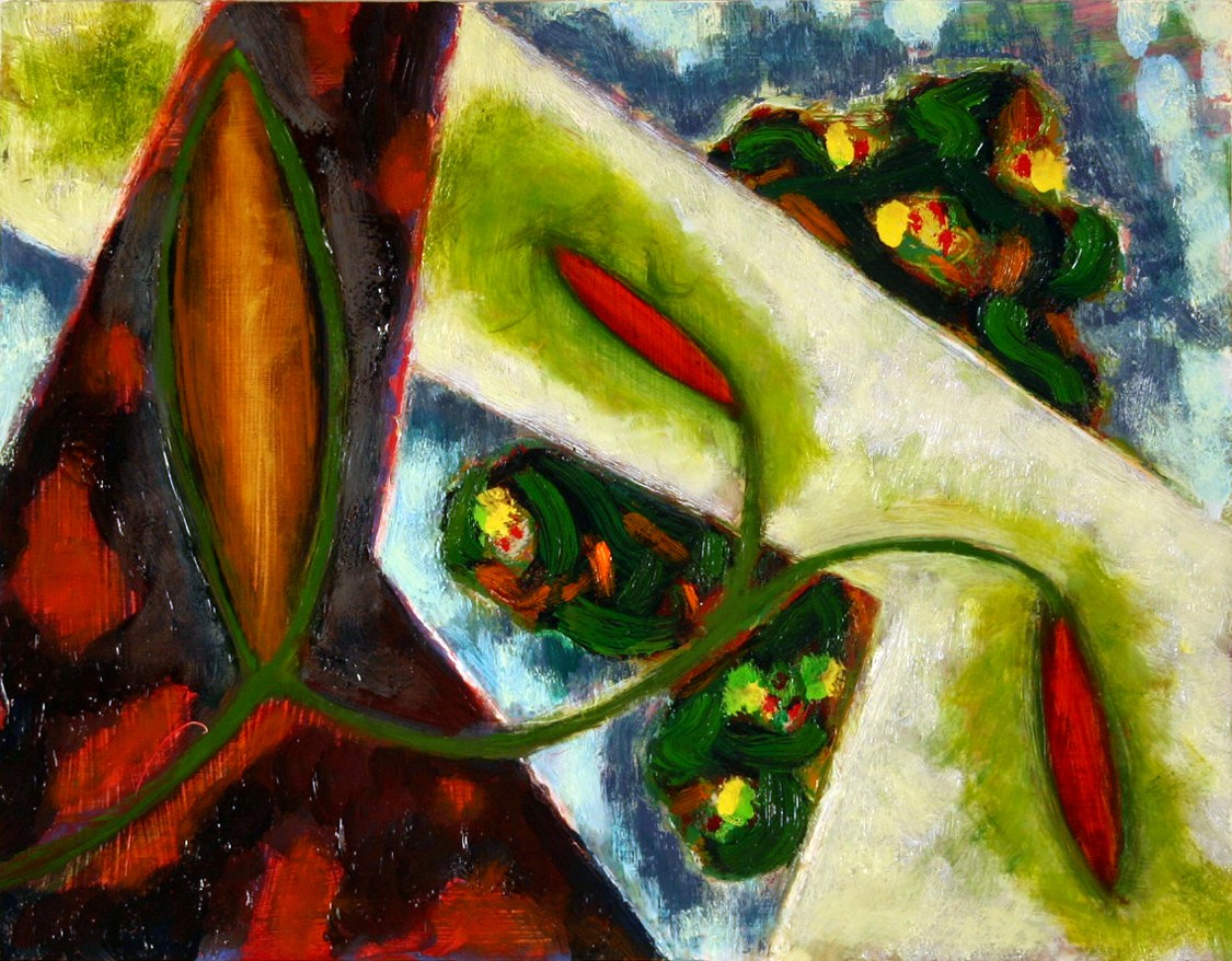 Woodbine #11 (Twin Leaf), 2008, oil on panel, 10 3/4 x 13 3/4 inches