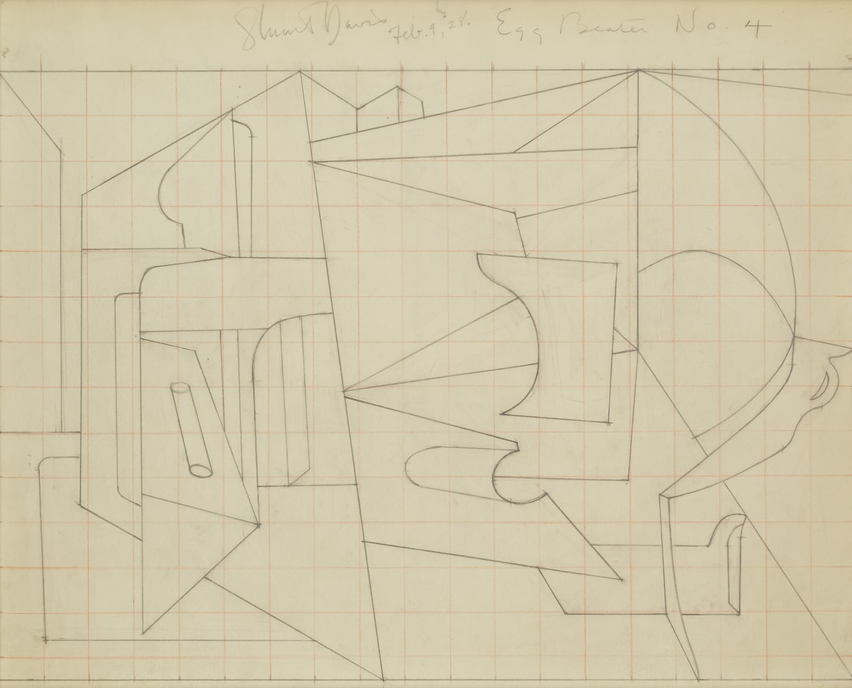 Stuart Davis, (Study for &amp;quot;Egg Beater No. 4&amp;quot;), 1928, graphite and [colored crayon (grid)] on paper, 15 1/4 x 19 1/4 inches