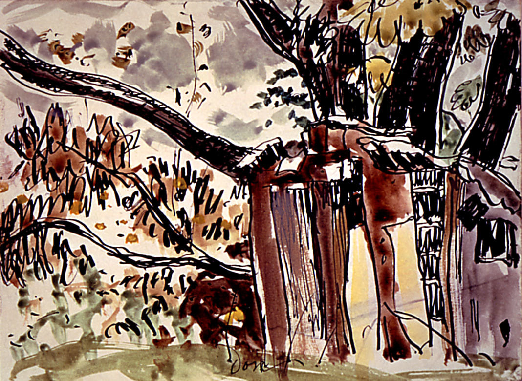 Study for Brickyard Shed, 1934, watercolor on paper, 5 x 7 inches