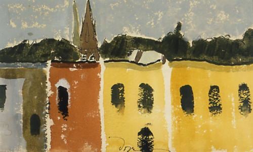 Exchange Street II, 1938, watercolor on paper, 5 1/2 x 9 inches