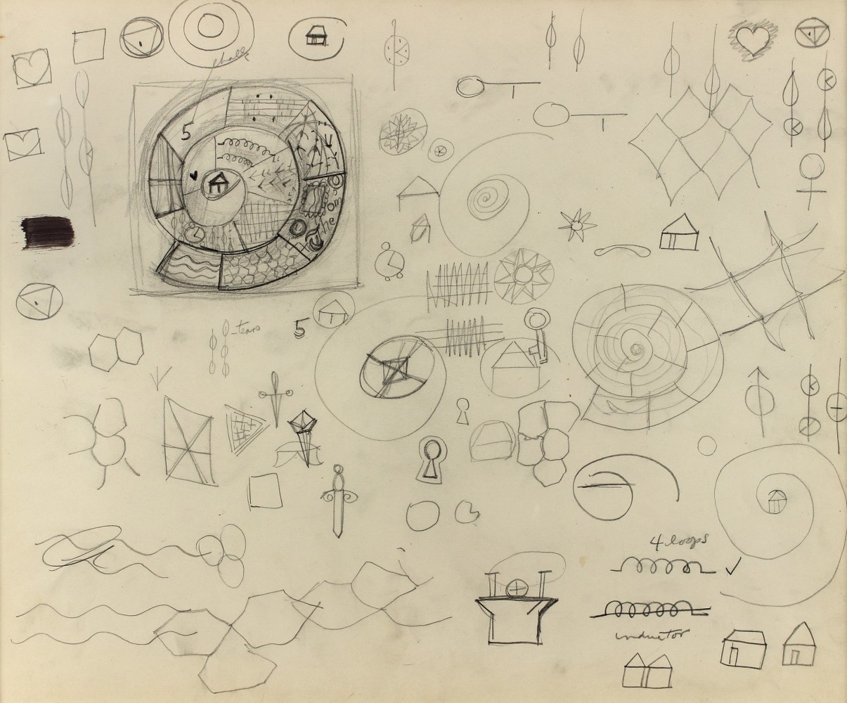 Study for Snail Maze, n.d., graphite on paper, 13 3/4 x 16 3/4 inches