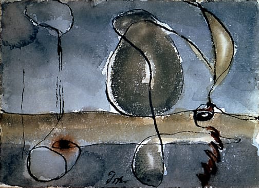 Trees on the Pond, 1941, watercolor and ink on paper, 5 x 7 inches