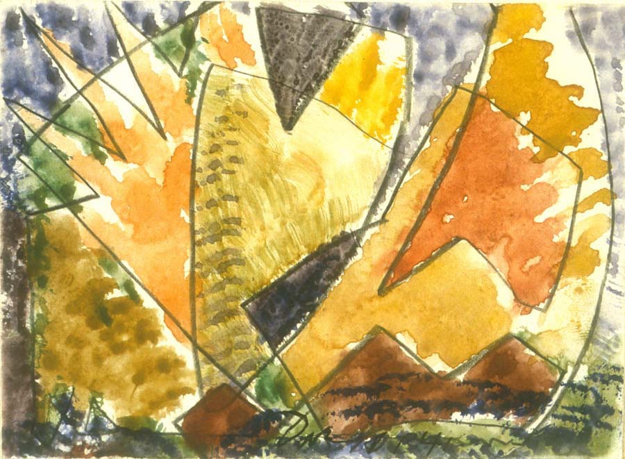 Untitled Centerport #2, 1941, watercolor and pencil on paper, 4 x 5 1/2 inches